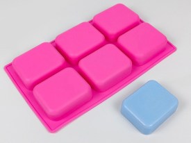 Molde silicona 6 jabones rectangulos redondeados